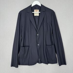 BOB Blazer Jacket Mens Large Navy Blue Stretch Tech Sport Coat Made Italy Career